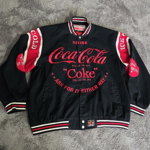 COCA COLA JH DESIGNS 2X RACING VARSITY RETRO EMBROIDERED JACKET - Picture 3 of 15